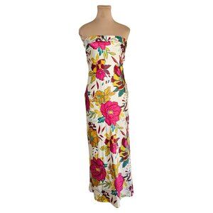 Thirty Thirty LA Floral Satin Sleevelss Midi Dress Sz S